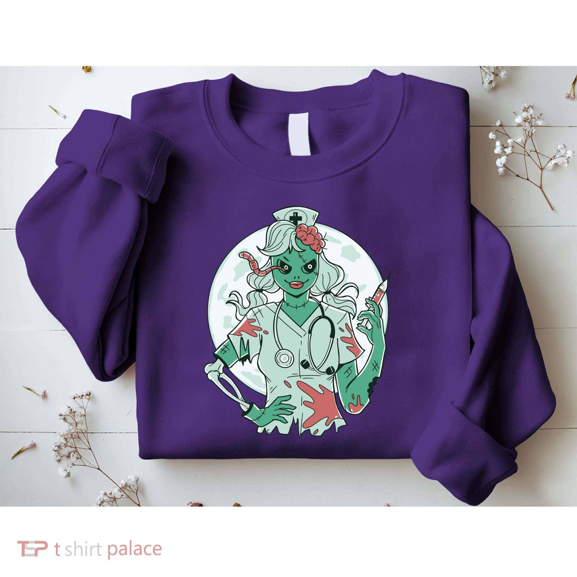 Zombie Nurse Spooky Halloween Sweatshirt