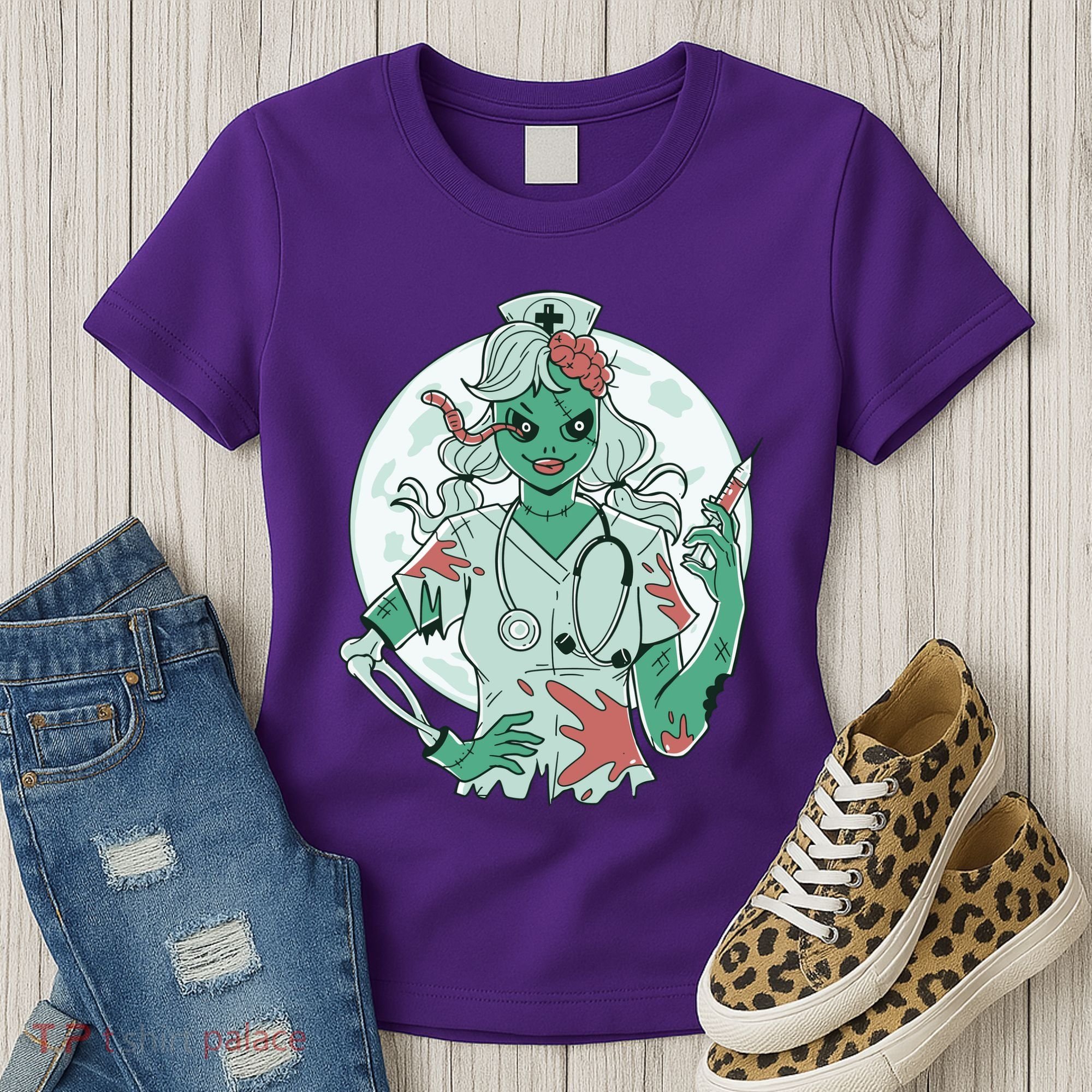Zombie Nurse Spooky Halloween Women's T-Shirt