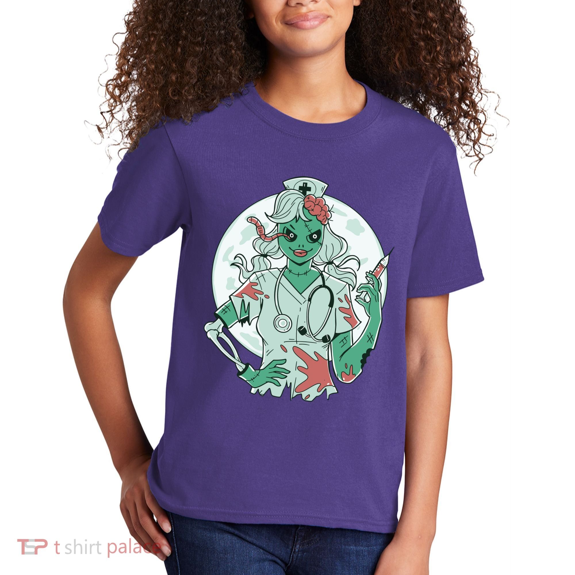 Zombie Nurse Spooky Halloween Kids T-Shirt