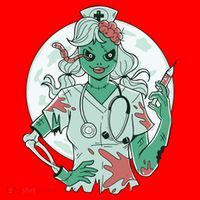 Zombie Nurse Spooky Halloween Santa Hat thumb 1