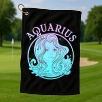Zodiac Aquarius Lady Golf Towel thumb 1
