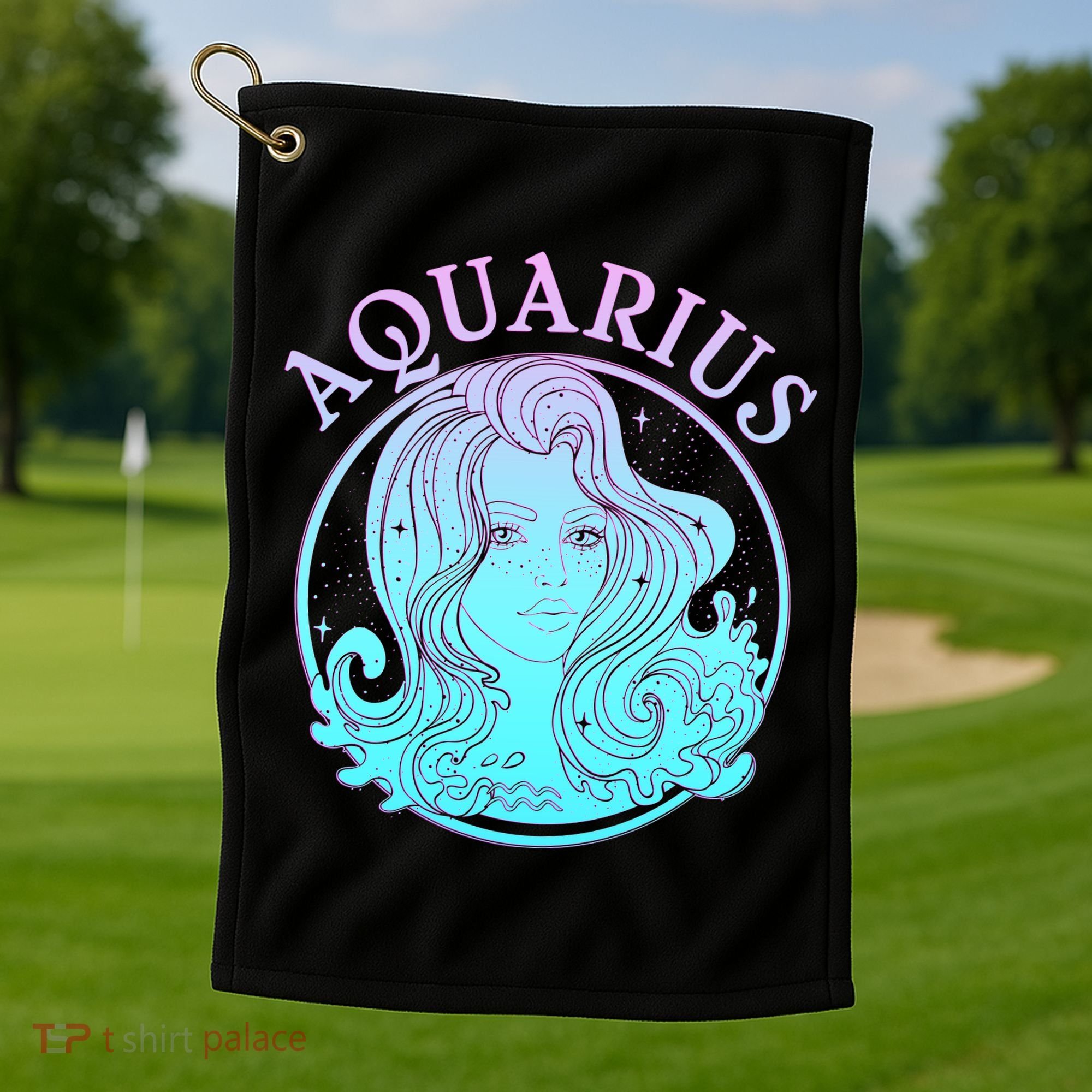 Zodiac Aquarius Lady Golf Towel