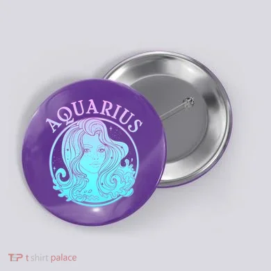 Zodiac Aquarius Lady Button