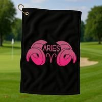 Zodiac Aries Ram Horns Golf Towel thumb 1