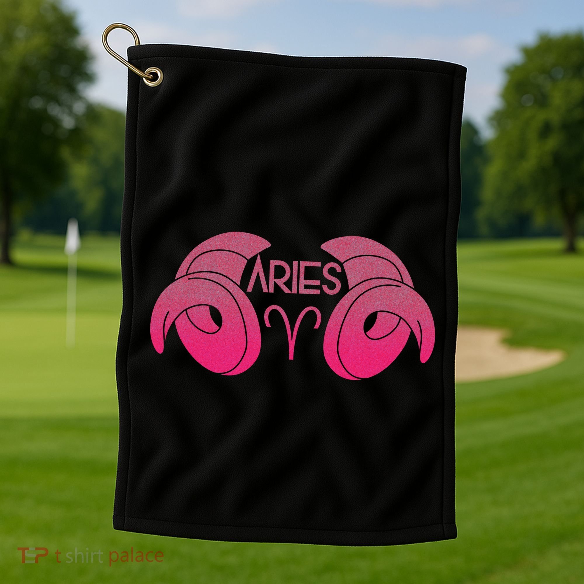 Zodiac Aries Ram Horns Golf Towel