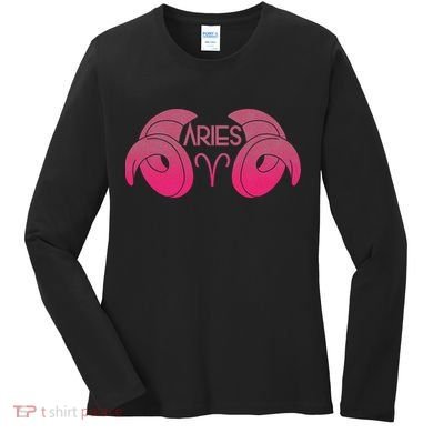Zodiac Aries Ram Horns Women's Long Sleeve Shirt