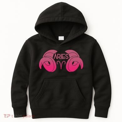 Zodiac Aries Ram Horns Kids Hoodie