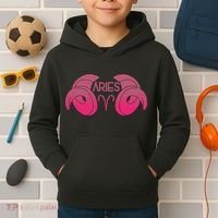 Zodiac Aries Ram Horns Kids Hoodie thumb 2