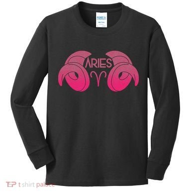 Zodiac Aries Ram Horns Kids Long Sleeve Shirt
