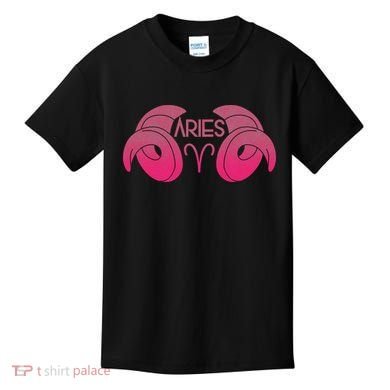 Zodiac Aries Ram Horns Kids T-Shirt