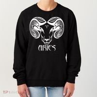 Zodiac Aries Ram Horns Face Women's Sweatshirt thumb 0