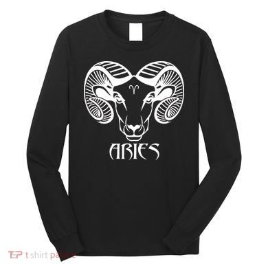 Zodiac Aries Ram Horns Face Long Sleeve Shirt