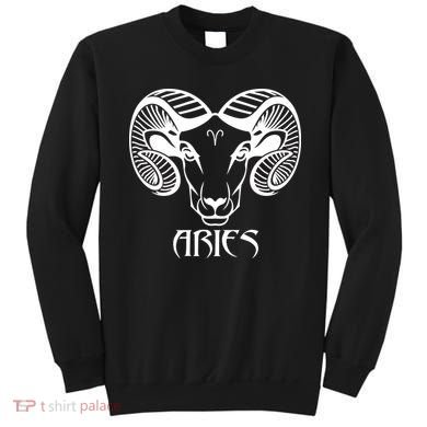 Zodiac Aries Ram Horns Face Sweatshirt