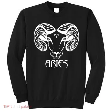 Zodiac Aries Ram Horns Face Sweatshirt