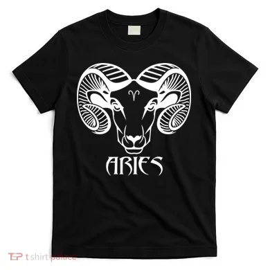 Zodiac Aries Ram Horns Face T-Shirt