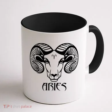 Zodiac Aries Ram Horns Face Coffee Mug back