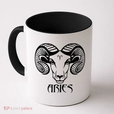 Zodiac Aries Ram Horns Face Coffee Mug