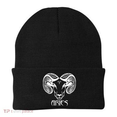 Zodiac Aries Ram Horns Face Beanie