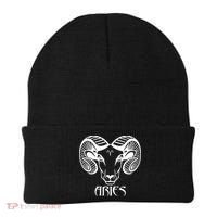 Zodiac Aries Ram Horns Face Beanie thumb 0