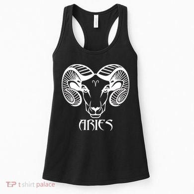 Zodiac Aries Ram Horns Face Women's Tank Top