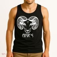 Zodiac Aries Ram Horns Face Tank Top thumb 3