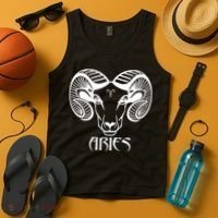 Zodiac Aries Ram Horns Face Tank Top thumb 4