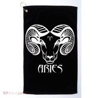 Zodiac Aries Ram Horns Face Golf Towel thumb 0