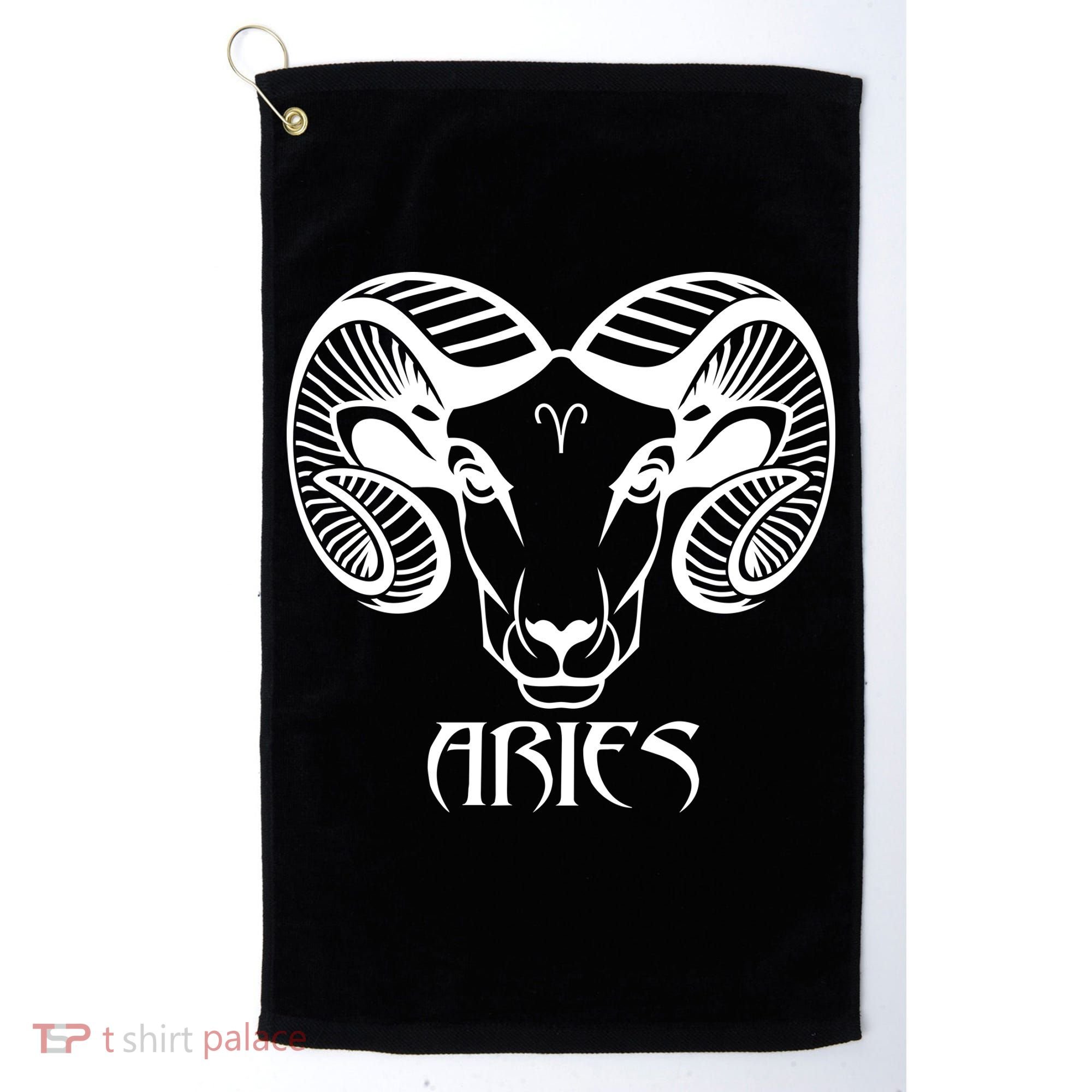 Zodiac Aries Ram Horns Face Golf Towel