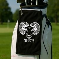 Zodiac Aries Ram Horns Face Golf Towel thumb 2