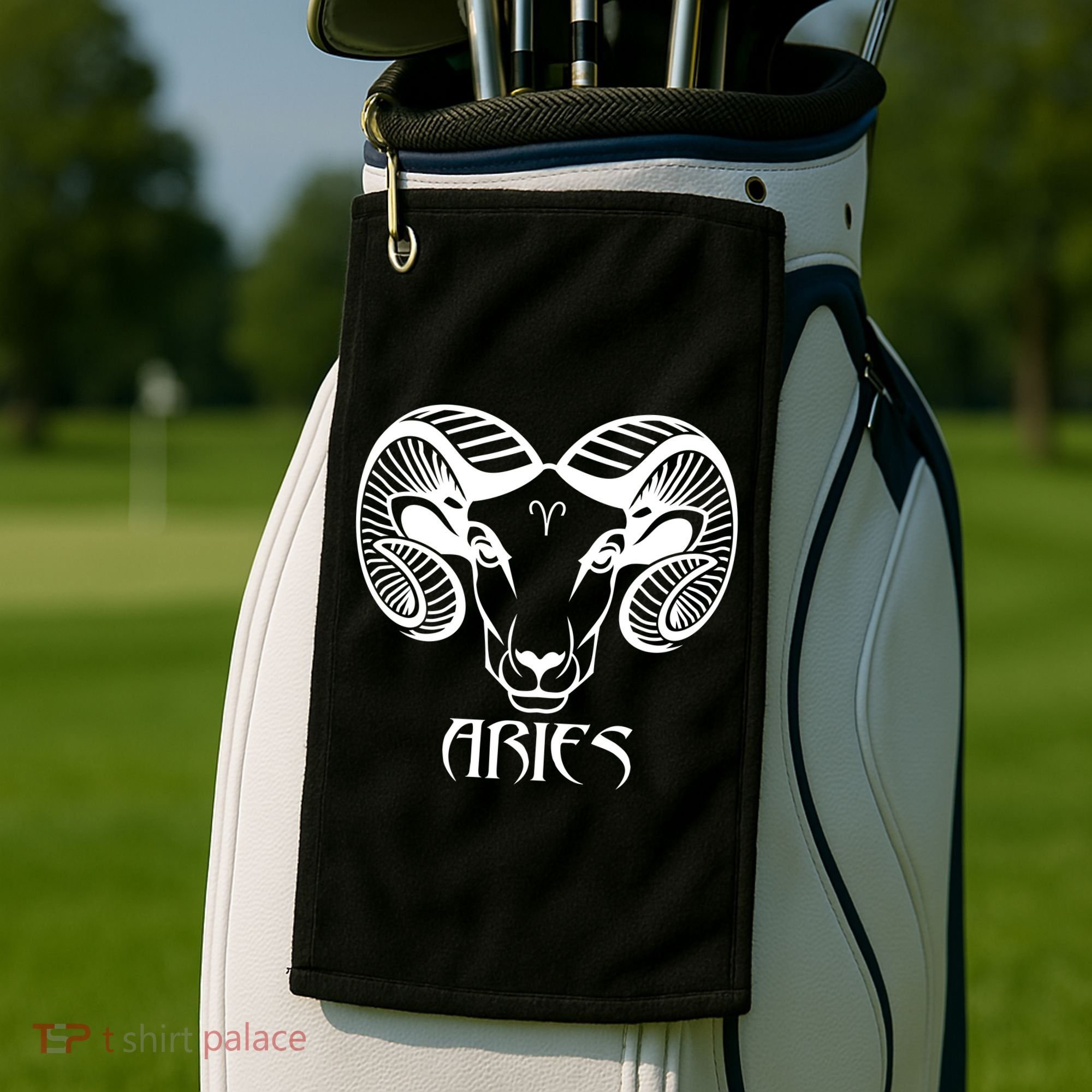 Zodiac Aries Ram Horns Face Golf Towel