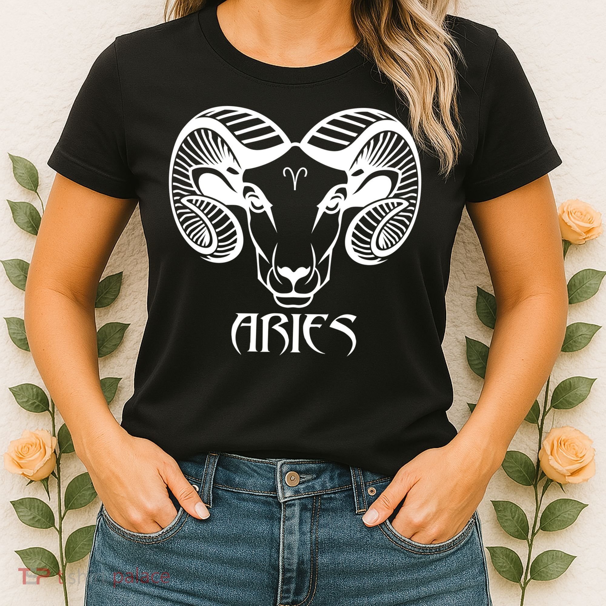 Zodiac Aries Ram Horns Face Women's T-Shirt