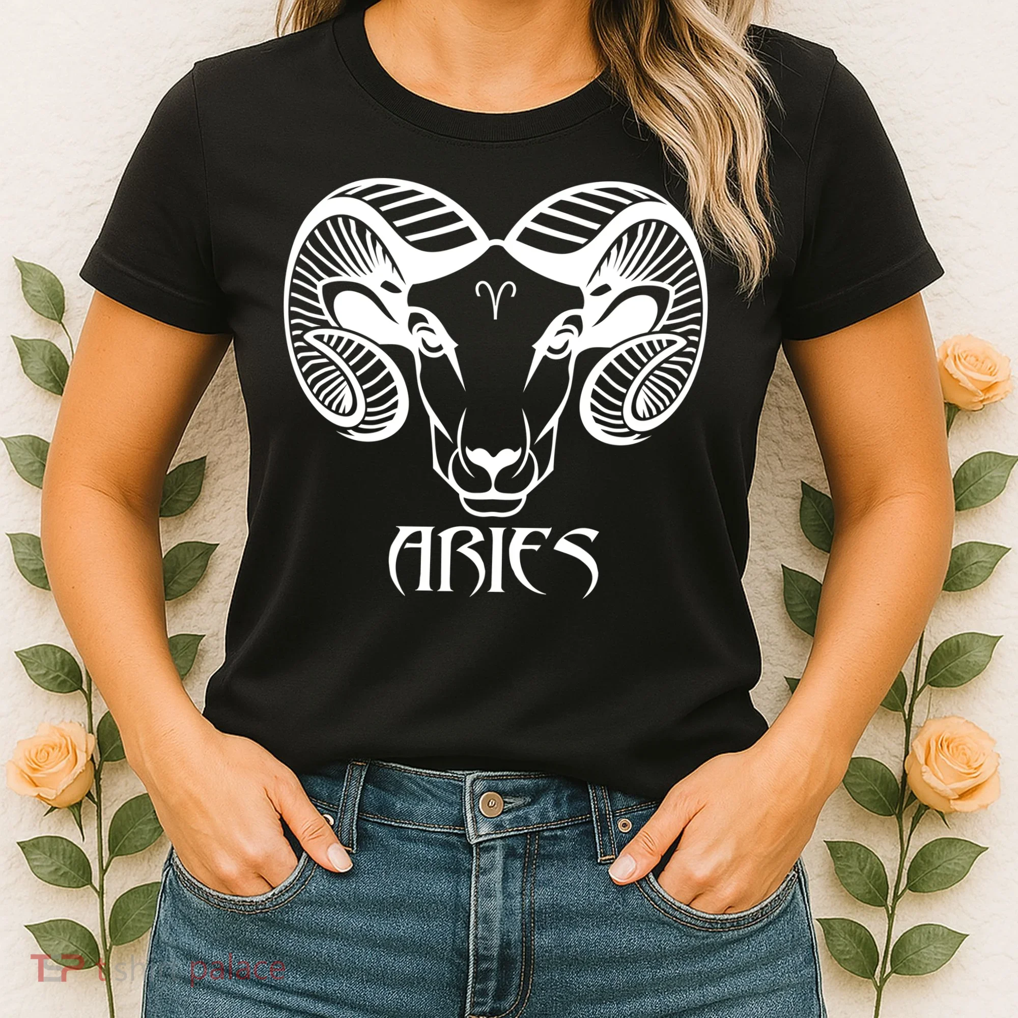 Zodiac Aries Ram Horns Face Women's T-Shirt