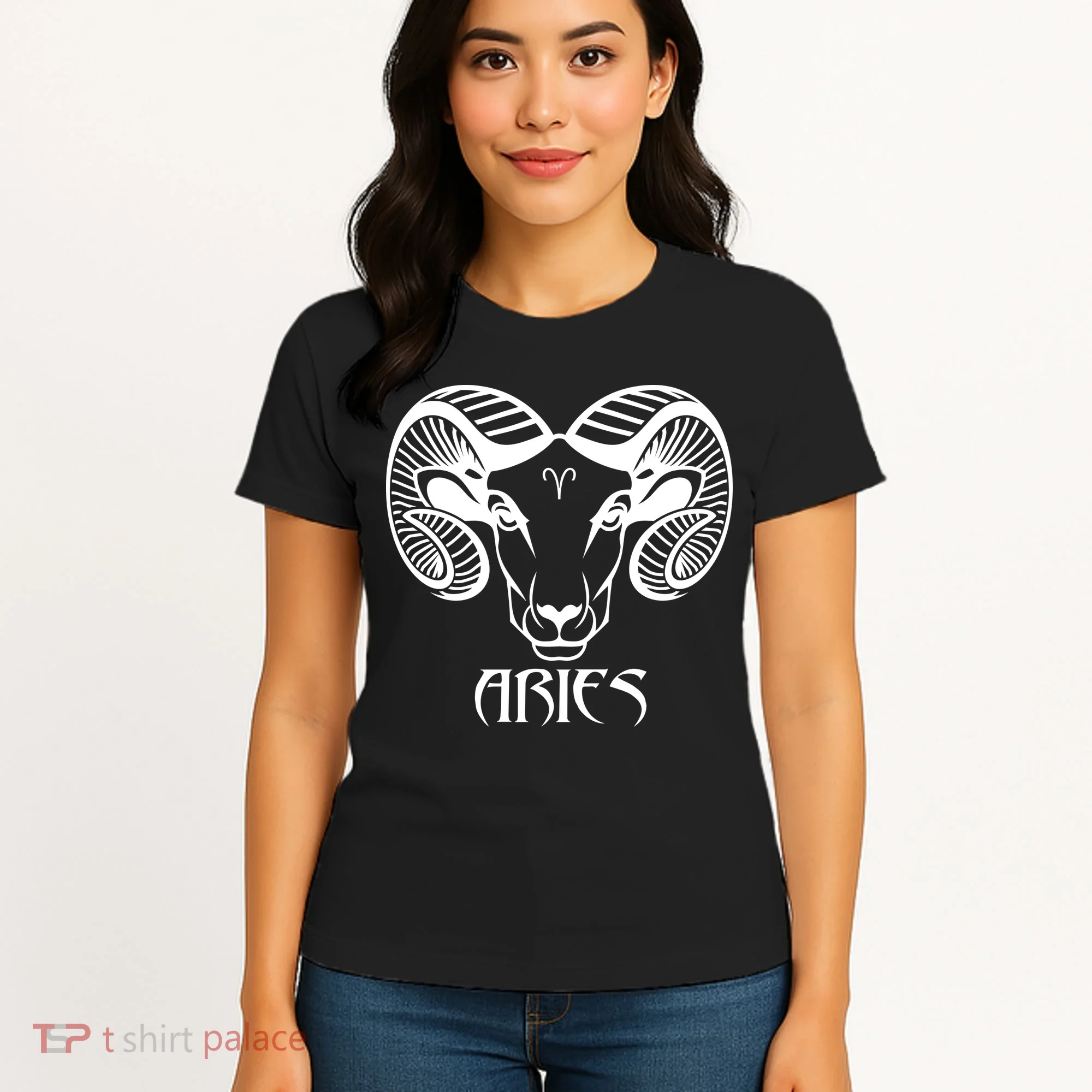 Zodiac Aries Ram Horns Face Women's T-Shirt