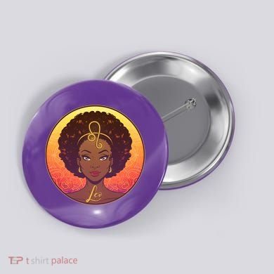 Zodiac Leo African American Black Woman Button