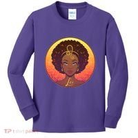 Zodiac Leo African American Black Woman Kids Long Sleeve Shirt thumb 0