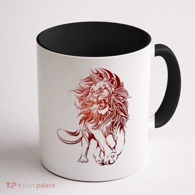 Zodiac Leo Lion Floral Tribal Design Coffee Mug back