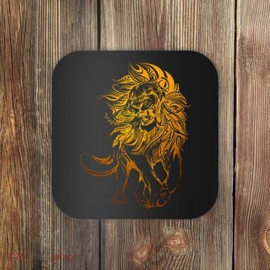 Zodiac Leo Lion Floral Tribal Design Coaster
