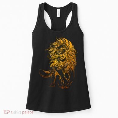 Zodiac Leo Lion Floral Tribal Design Women's Tank Top