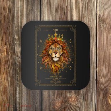 Zodiac Leo Lion Tarot Card VIII Strength Coaster