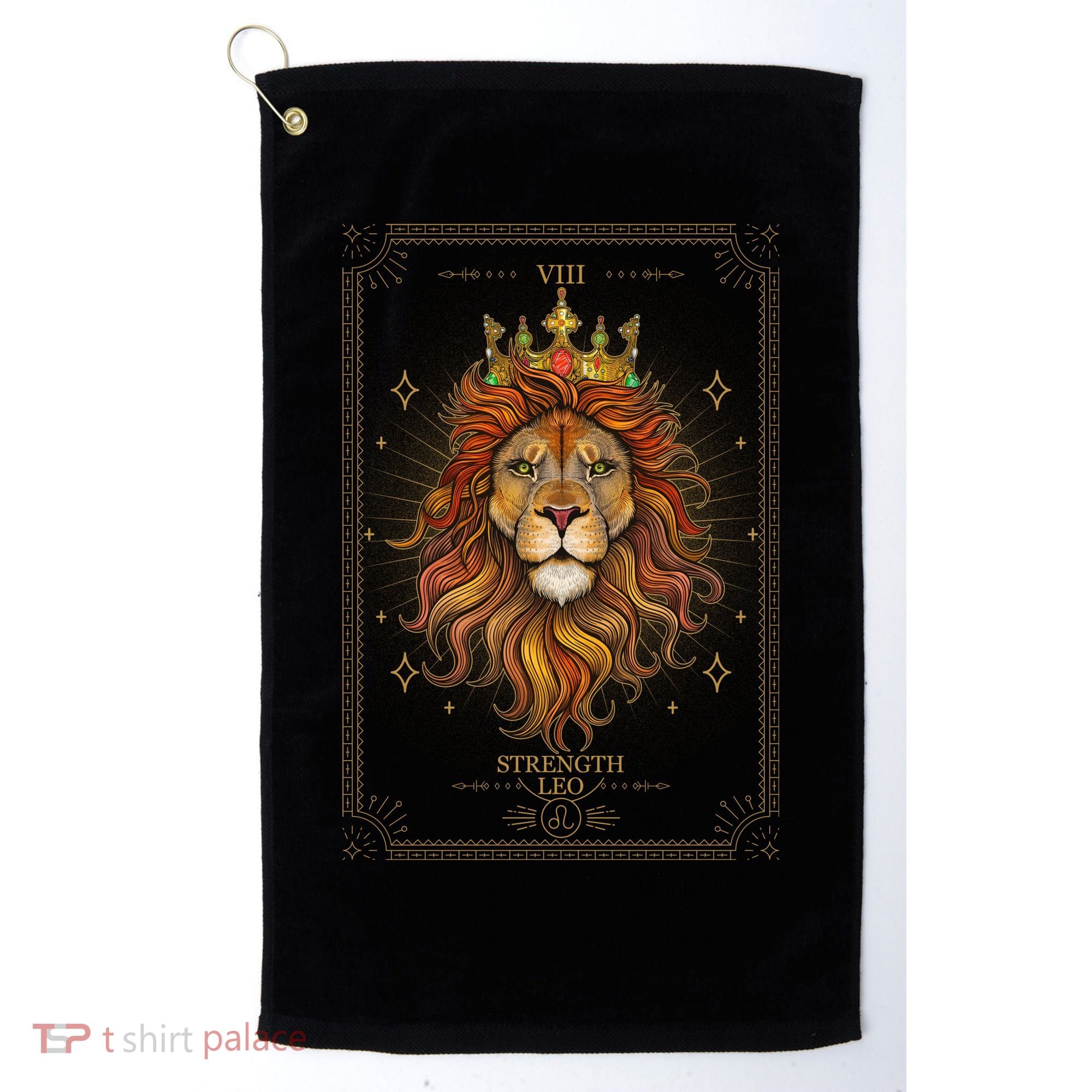 Zodiac Leo Lion Tarot Card VIII Strength Golf Towel