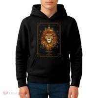 Zodiac Leo Lion Tarot Card VIII Strength Kids Hoodie thumb 4