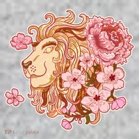 Zodiac Leo Lion with Japanese Cherry Blossoms Long Sleeve Shirt thumb 2