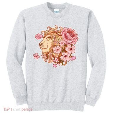 Zodiac Leo Lion with Japanese Cherry Blossoms Sweatshirt