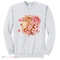 Zodiac Leo Lion with Japanese Cherry Blossoms Sweatshirt thumb 0