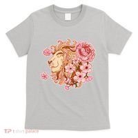 Zodiac Leo Lion with Japanese Cherry Blossoms T-Shirt thumb 0