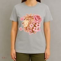 Zodiac Leo Lion with Japanese Cherry Blossoms T-Shirt thumb 4