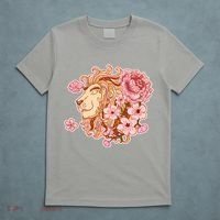 Zodiac Leo Lion with Japanese Cherry Blossoms T-Shirt thumb 5