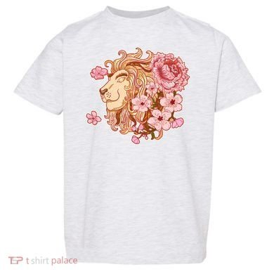 Zodiac Leo Lion with Japanese Cherry Blossoms Toddler T-Shirt
