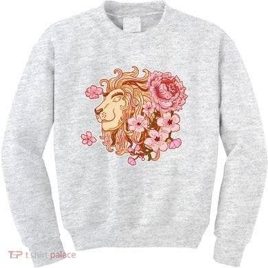 Zodiac Leo Lion with Japanese Cherry Blossoms Kids Sweatshirt