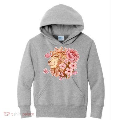 Zodiac Leo Lion with Japanese Cherry Blossoms Kids Hoodie